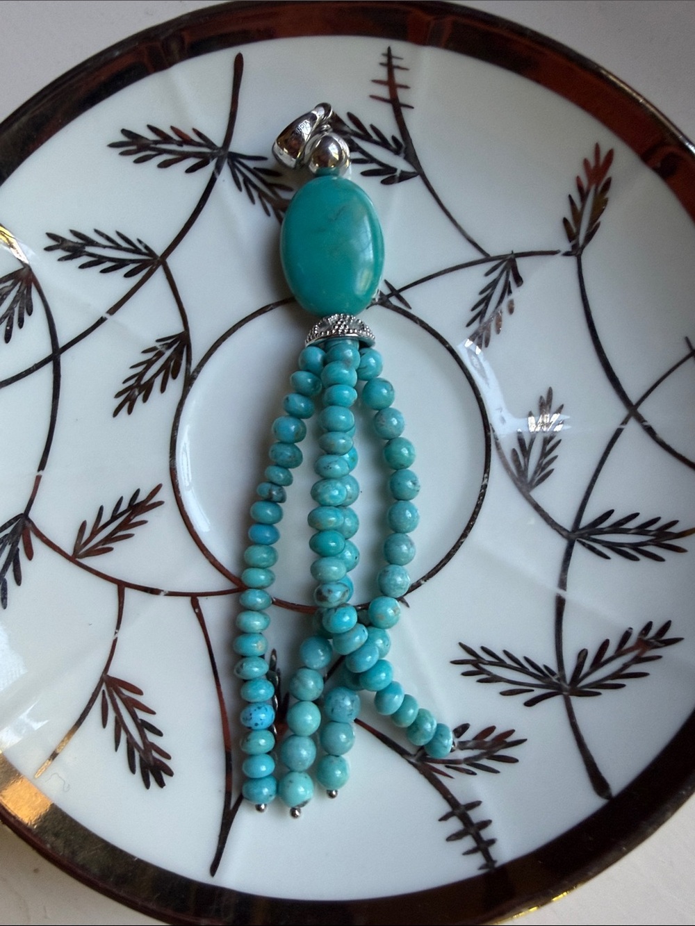 Source Unknown Turquoise Beaded Tassel Pendant - Blue Green